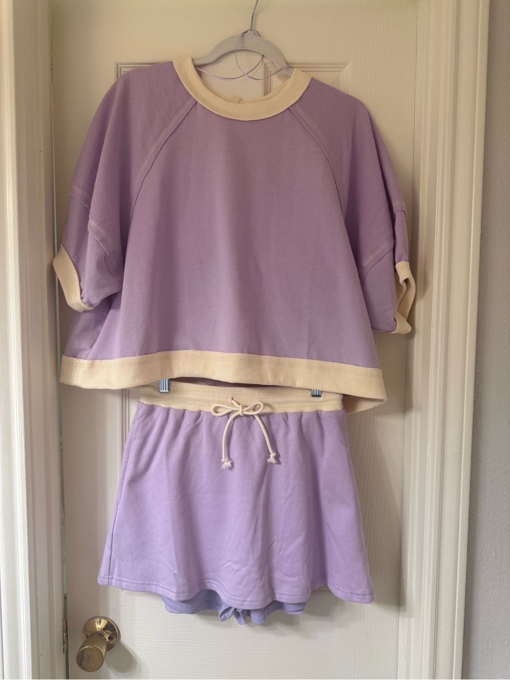 Peach Love California Lilac & Cream Cropped Sweatshirt Set